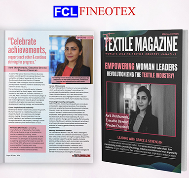 The achievements of Women Business Leaders from Indian and Global Textile Industry. Glad to present a special article on Aarti Jhunjhunwala, Excutive Director, Fineotex Chemical Limited.